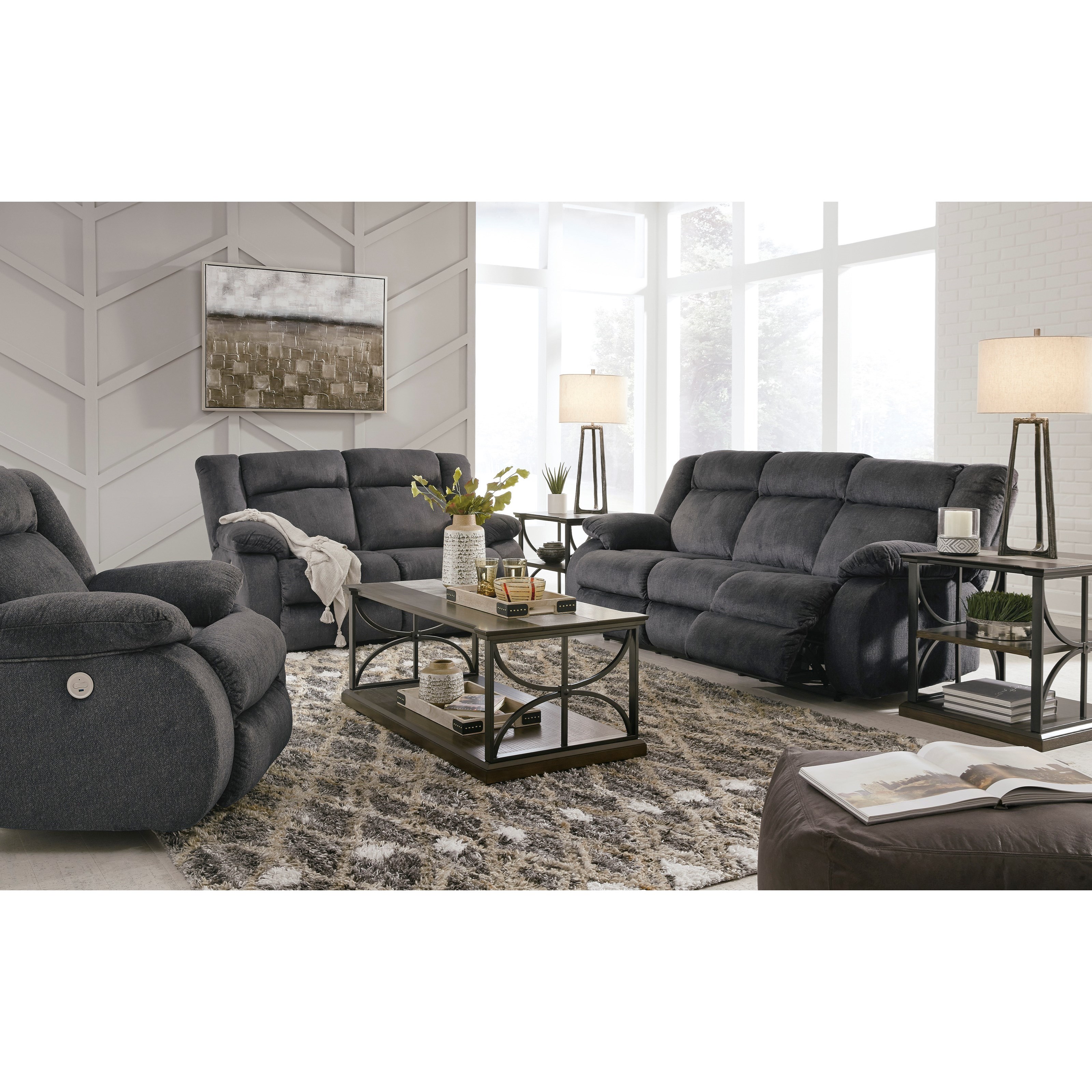 Ashley Signature Design Burkner Reclining Power Sofa Johnny